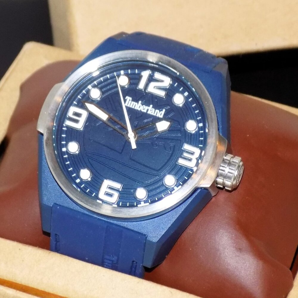 New Timberland Radler Navy Blue Watch 13328J Embossed Face & Band. Working. - Picture 9 of 9